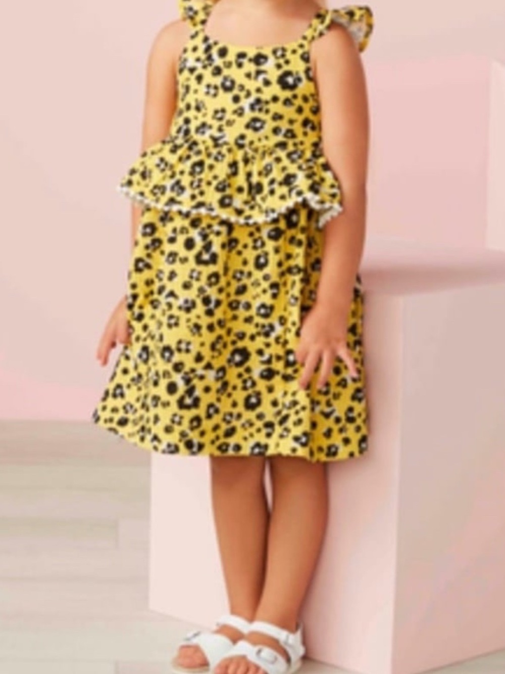 Mud Pie Toddler Girls Yellow Floral Tiered Sundress